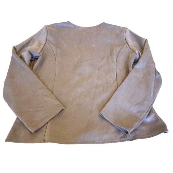 Faux Suede Full Zip Women's Jacket; Taupe; Long Sleeve; Size Medium‎ - Picture 6 of 6